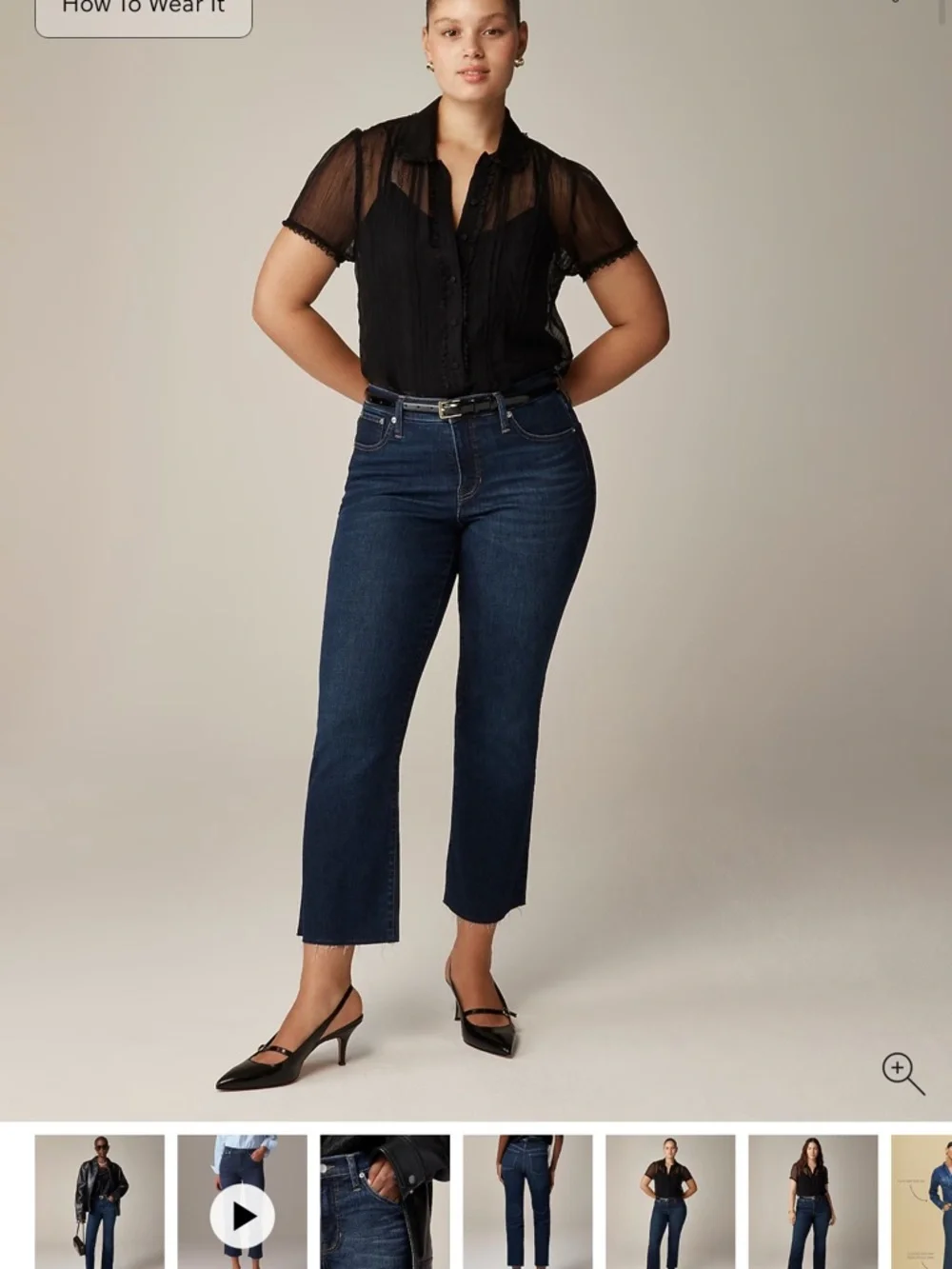 J. Crew Mid-rise kickout jean Super-Stretch Raw Hem‎ Dark Wash Size 32